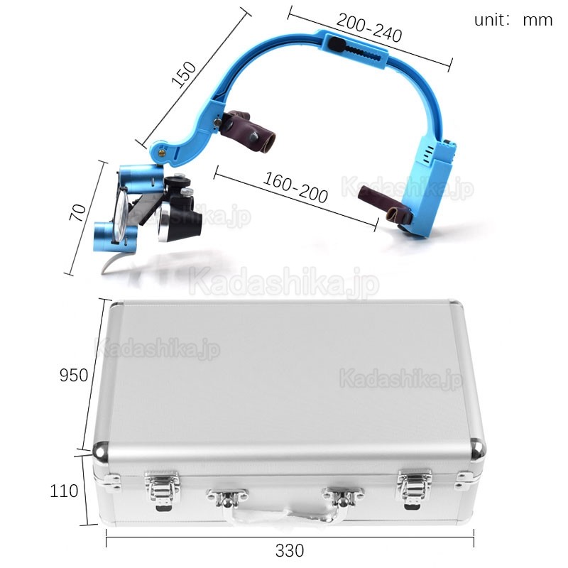 2.5/3.5X 歯科用ヘッドバンド拡大鏡(ルーペ)、5W LED ヘッドライト & 老眼メガネ付き