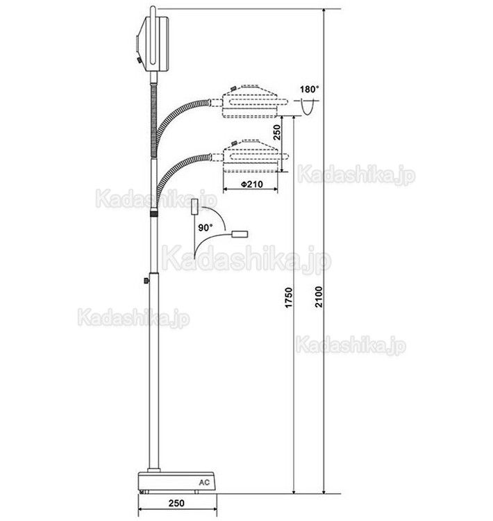 歯科医療手術用移動式LED無影灯 36W KD-2012D-3 (スタンド付き) 