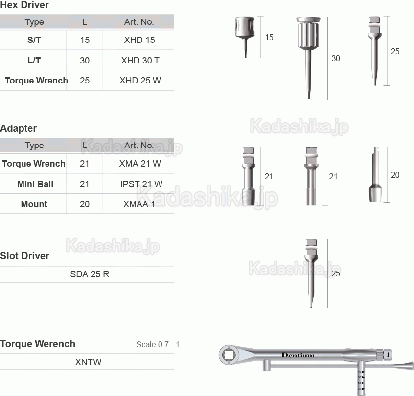 Dentium XIP 歯科補綴物器具キット インプラントラチェットセット